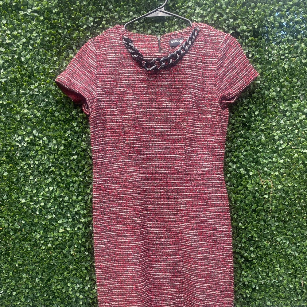 Karl Lagerfeld knit dress with necklace detail, size 2